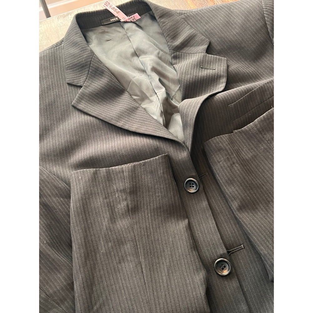 Vintage Armani Collezioni Men's Black Pinstripe Blazer Jacket Made in Italy - Picture 8 of 8